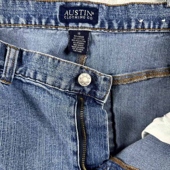 Austin Clothing Co. Women's Capri Denim Jeans Stretch Ankle Slit Blue Size 12 - Picture 3 of 9